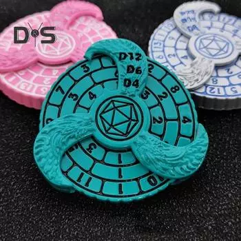 7-в-1 Металлические игральные кости Fidget Spinner Портативный винтажный дракон Сверхпрочный цинковый сплав Напальчник гироскопический компас игральные кости RPG настольные реквизиты для настольных игр жёлтый