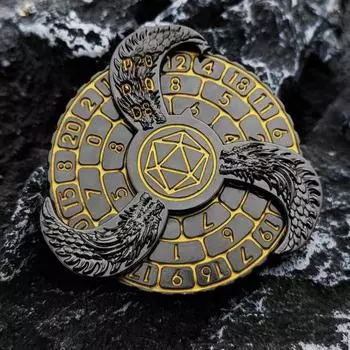 7-в-1 металлический спиннер для игральных костей, портативный винтажный дракон, прочный цинковый сплав, гироскопический компас жёлтый