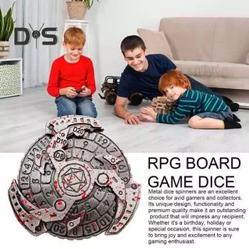 7-в-1 металлический спиннер для игральных костей, портативный винтажный сверхпрочный цинковый сплав, гироскопический компас, игральные кости для ролевых игр, настольная игра, подарок на день рождения золотистый