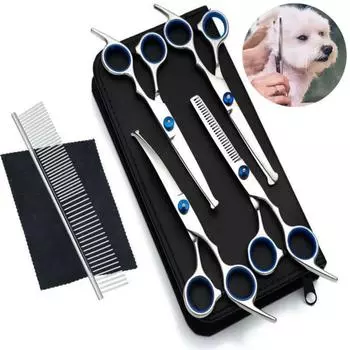 7 в 1 набор для ухода за собаками ножницы из нержавеющей стали расчески ножницы для ухода за домашними животными безопасность для стрижки собак набор для ухода за собаками принадлежности