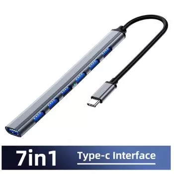 7-в-1 Usb C Hub 3.0 Type C 7-портовый мульти-сплиттер Otg USB-адаптер питания, совместимый для ПК Macbook Pro 13 15 Air Mi Pro type-C interface