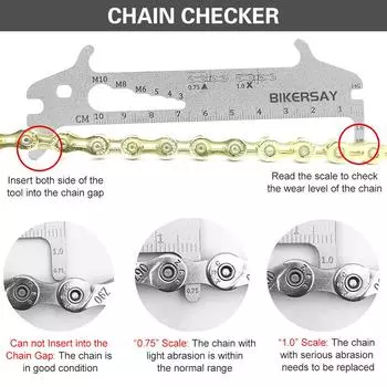 7-в-1 Устройство для проверки велосипедной цепи, измерение болтов с крюком, велосипедные цепи, индикатор износа, велосипедная цепь серебряный