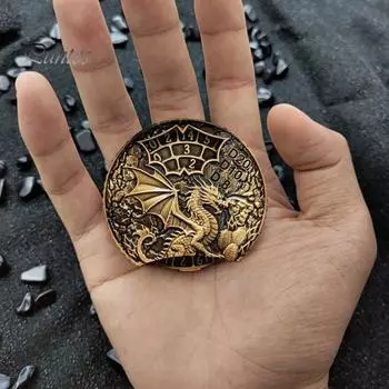 7-в-1 Винтажная рулетка с драконьими костями Спиннер Сверхпрочный цинковый сплав Вращающиеся металлические резные драконьи кости Реквизит для ролевых игр в настольную игру античный бронзовый