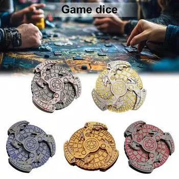 7-в-1 Винтажная рулетка в стиле панк, спиннер, прочный вращающийся металлический резной компас, игральные кости для ролевых игр в настольную игру RPG золотистый