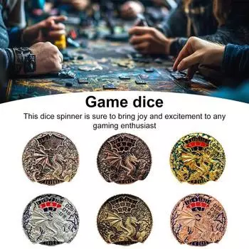 7-в-1 Винтажный Дракон Рулетка Кости Fidget Spinner Прочная цинковый сплав Вращающийся металл красный/серебряный