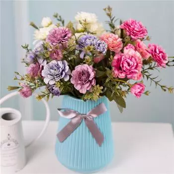 7 вилок Осенние азалии Искусственные розы Искусственные цветы Свадебные украшения Букеты из искусственных цветов Домашние столы Цветочный чай Шелковые цветы красный