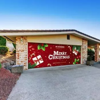 7 x 16 футов Рождественские украшения для гаражных ворот Баннер Санта-Клаус Снеговик Рождественский фон Зимний Крытый Открытый Рождественский праздник Праздничные праздничные атрибуты 480x210cm E