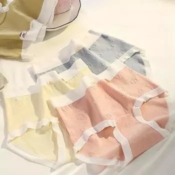 7A Antibacterial Jacquard Women s Panties High Waist Skin-friendly Breathable Antibacterial Cotton Crotch Hip Wrap Traceless Women s Panties M