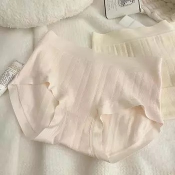 7A Антибактериальное нижнее белье для девочек из чистого хлопка, бесшовные трусики с треугольными чашечками и средней талией M