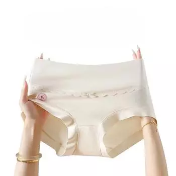7A Антибактериальное женское нижнее белье из хлопка класса А с высокой талией, без следов усадки для живота, нижнее белье большого размера, трусики из чистого хлопка с промежностью M