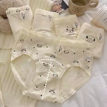 7A антибактериальные трусы из чистого хлопка с промежностью, симпатичные маленькие собачки, женское нижнее белье, однотонные женские трусики-треугольники со средней талией M