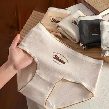 7A Class Baby Cotton Underwear Women s Pure Cotton Antibacterial Crotch Mid Waist Underwear Pure Cotton Women s Triangle Panties M бежевый