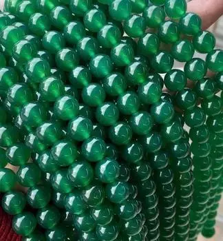 7A Натуральный зеленый агат, гладкие и круглые бусины 6 мм, 8 мм, 10 мм, 12 мм, Натуральный зеленый сердолик, круглые бусины, 15 дюймов, одна нить 4mm