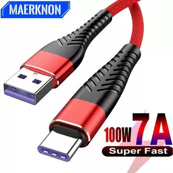 7A Type C кабель USB A к Type C 100 Вт сверхбыстрая зарядка линия передачи данных провод для iPhone 14 15 Pro iPad Samsung Xiaomi Huawei Oneplus 0.25m