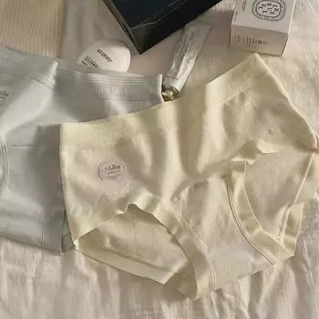 7A Женское антибактериальное хлопковое нижнее белье, средняя талия, бесшовное, удлиненный шаговый шов, большой размер M (40-50 kg) кофейный