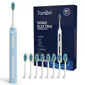 7am2m Электрический ультразвуковой электрический вибрирующий ультразвуковой 15 8 сменных щеток USB-шнур можно использовать в течение 60 дней в полностью автоматическом режиме 2 минуты