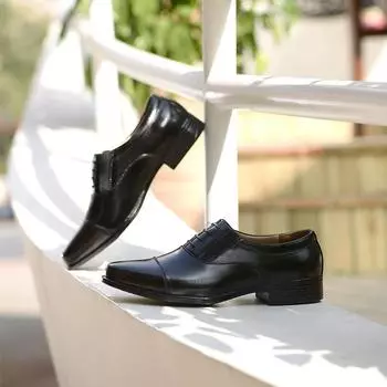 7B three-pointed leather shoes cowhide A three-joint leather shoes first-layer cowhide shoes three-pointed low-top men s shoes 38 чёрный