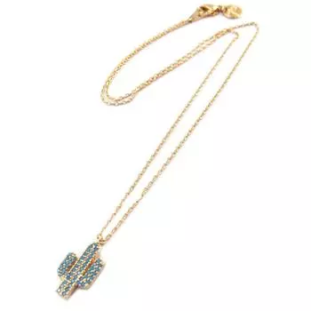 7bis [P3892] - Колье ручной работы Бохо (кактус) розовое золото бирюза (золото розовое) - 15х8 мм