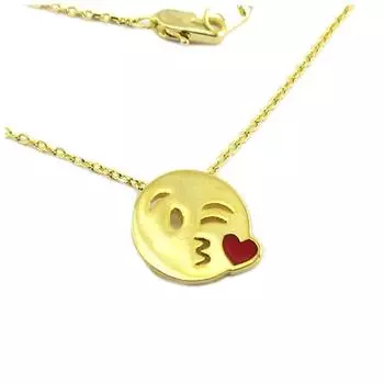 7bis [P6956] - Колье Craft Emoji (поцелуй) золото - 13x12 мм