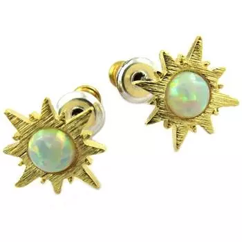 7bis [P8228] - Серьги Artisan Sun с золотым опалом - 10x10 мм