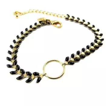 7bis [P8367] - Браслет ручной работы «Бохо» из черного золота (пшеничный колос) - 16 см 6 мм