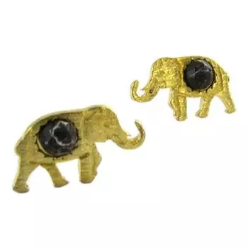 7bis [Q1560] - Серьги Craft Слон черное золото - 16x9 мм