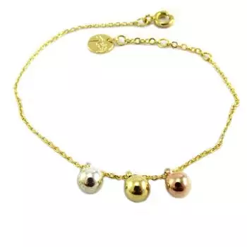 7bis [Q6077] - Браслет ручной работы Бохо золотой трехцветный - 15x5 мм