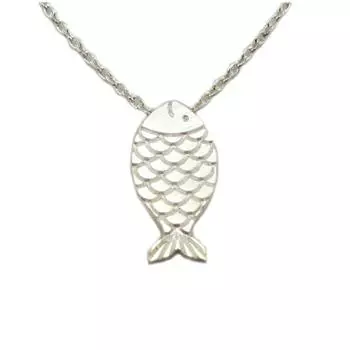 7bis [Q6146] - Колье ручной работы Рыбка серебро - 15x8 мм