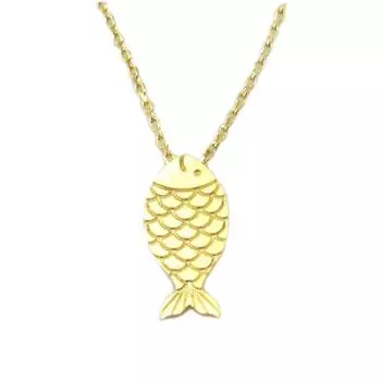 7bis [Q6147] - Колье ручной работы Рыбка золото - 15x8 мм