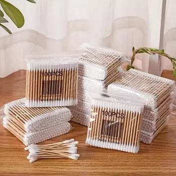 7 см деревянные гипоаллергенные двухсторонние ватные палочки - одноразовые, деревянные палочки для чистки ушей, аппликаторы для макияжа и красоты, универсальные инструменты для ухода 20packs белый