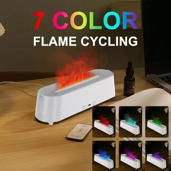 7Color Aromatherapy Flame Air Humidifier Эфирные масла Увлажнитель Пульт Дистанционного Управления 3D Моделирование Пламени Ультразвуковой Диффузор