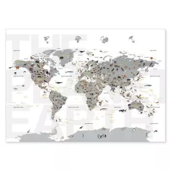 7e8 Дизайн Животный мир Размер B1 Достигнуто 4 последовательных побед краудфандинга tube Внутренняя карта мира География животных (белый) (Без рамки/Японский)