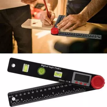 7inch 0-360 degree 4-in-1 LED Digital Protractor with Horizontal Vertical Bubble Levels and Ruler Meter Accurate чёрный