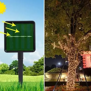 7M 50LED солнечные гирлянды рождественские гирлянды наружные водонепроницаемые с 8 режимами освещения для рождественской свадебной вечеринки украшения сада разноцветный