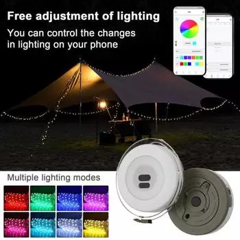 7M Выдвижной уличный кемпинговый фонарь с управлением через приложение, водонепроницаемый, USB-светильник зелёный