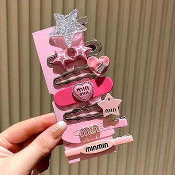 7Pc Hairpin Sweet Cool Star Hair Clip Y2K Headwear Korean Version BB Clip Bangs Clip Ma am