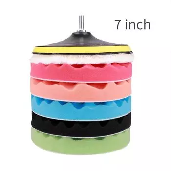 7Pcs 7 Car Polishing Pads Woolen Buffer Adhesive Backer Pad Waxing Compound Tool