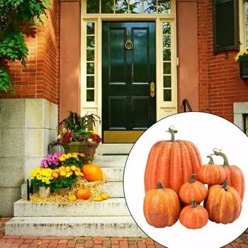 7pcs Artificial Pumpkins Assorted Fake Simulation Pumpkin for Halloween Thanksgiving Party Home Decoration жёлтый