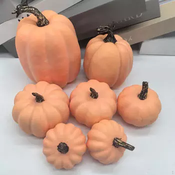 7Pcs Artificial Pumpkins Set Halloween Decor Decorative Rustic Ornament Props for Autumn Display