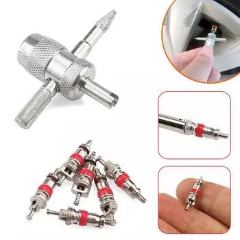 7pcs Car Automobile Tire Valve Core Wrench Set Four In One Valve Stem Repair, Installation And Removal Tool Cleaning Tool