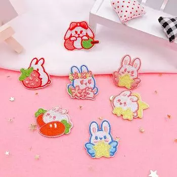 7PCS Cute Clothing Patch Self-adhesive Clothes Appliques Bunny Embroidered Patch Sewing 7pcs