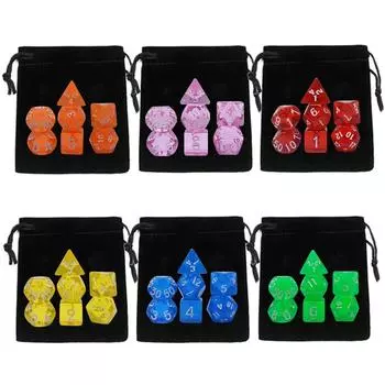 Набор из 7 игральных костей DND с сумкой на шнурке, отлично подходит для ролевых игр Dungeons and Dragons, настольных игровых аксессуаров для настольной игры DND RPG