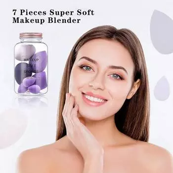 7PCS Dual Use Non Powder Drift Bottle Makeup Egg Mixed Dry And Wet Makeup Egg Makeup Sponge Powder Puff Set Makeup Egg жёлтый