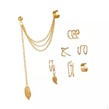 7Pcs Ear Clip Earrings Creative Alloy Jewelry Gift for Holiday Birthday Prom