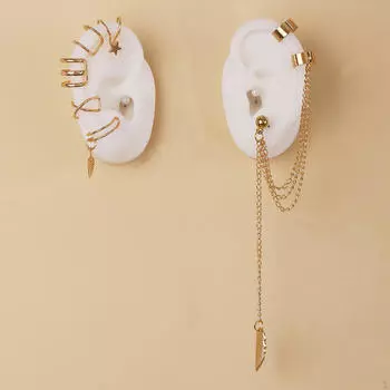 7Pcs Ear Clip Earrings Fashion Tassel Chain for Halloween Engagement Holiday