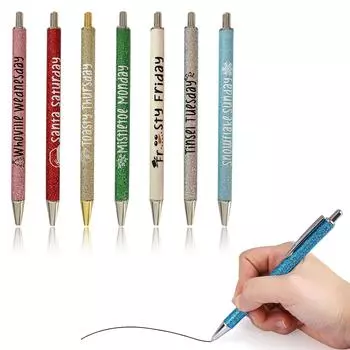 Набор из 7 забавных шариковых ручек, набор ручек с блестками для рождественских будней, блестящая ручка для ежедневного письма, черная 1,0 мм 15 мл One Size