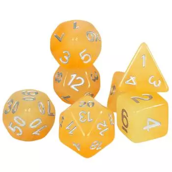 7pcs Glow in The Dark Effect Polyhedral DND Board Game Dice Set Gold Digital Dice for TRPG Role Playing Game жёлтый