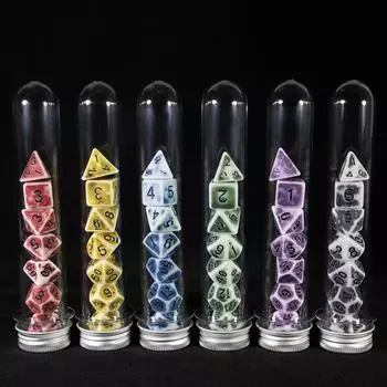 7Pcs Polyhedral Dice Opaque Polyhedral Game Dice with Tube for RPG DND D20 D12 D10 D8 D6 D4 Table Game