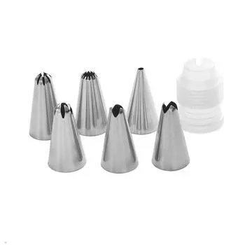 7Pcs Russian Piping Tips Set Icing Piping Nozzles Reusable Frosting Pastry Bags Fondant Smoother Cake Baking Decorator Tool