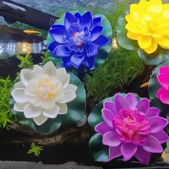 7pcs/set 10cm Artificial Lotus Plant Lifelike Simulation Lotus Fake Lotus Plant Floating Lotus Pond 7pcs/set
